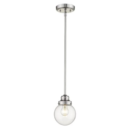 Silver Metal Hanging with Round Clear Glass Shade - Image 3