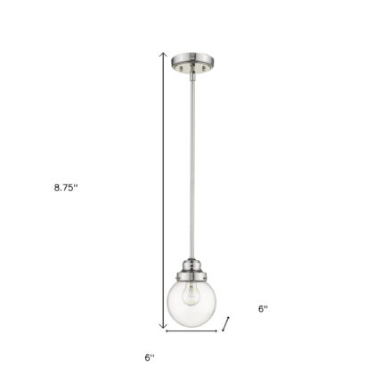 Silver Metal Hanging with Round Clear Glass Shade - Image 5