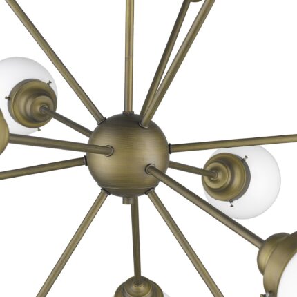 Bronze Sputnik Twelve Light Frosted Metal Dimmable Chandelier With Off White Shades - Image 5