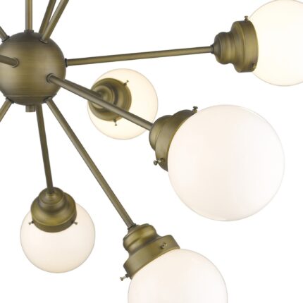 Bronze Sputnik Twelve Light Frosted Metal Dimmable Chandelier With Off White Shades - Image 6