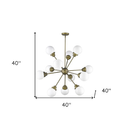 Bronze Sputnik Twelve Light Frosted Metal Dimmable Chandelier With Off White Shades - Image 8