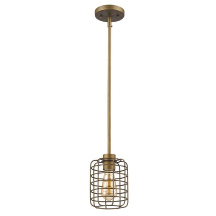 Brushed Gold Metal Cage Hanging Light - Image 1