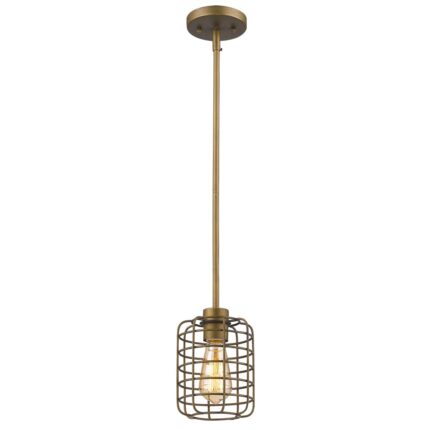 Brushed Gold Metal Cage Hanging Light - Image 3