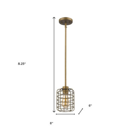 Brushed Gold Metal Cage Hanging Light - Image 5