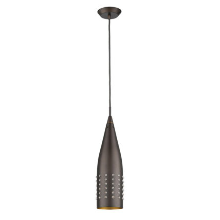 Narrow Bronze Hanging Light with Glass Studs - Image 3