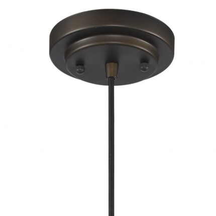 Antique Bronze Hanging Light with Textured Glass Shade - Image 4