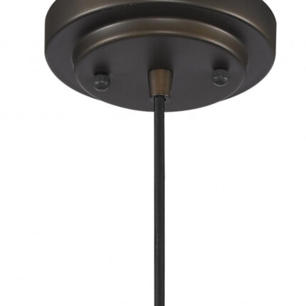 Antique Bronze Hanging Light with Textured Glass Shade - Image 5