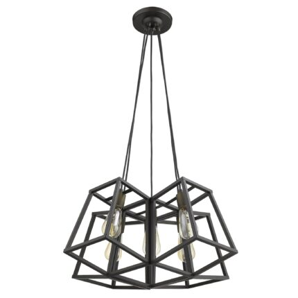 Bronze Lantern Five Light Metal Dimmable Chandelier - Image 2