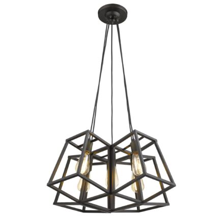 Bronze Lantern Five Light Metal Dimmable Chandelier - Image 3