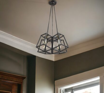 Bronze Lantern Five Light Metal Dimmable Chandelier - Image 1