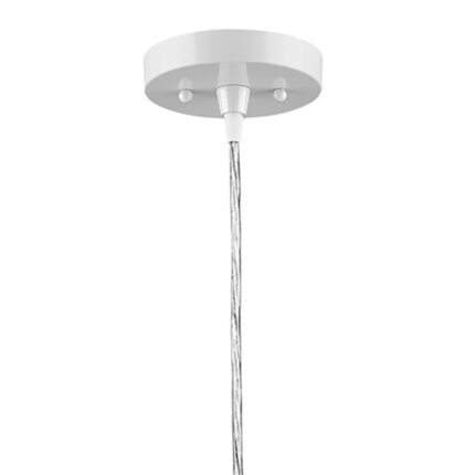 White Metal Hanging Light with Dome Shade - Image 4