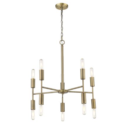 Brass Candle Style Ten Light Metal Dimmable Chandelier - Image 4