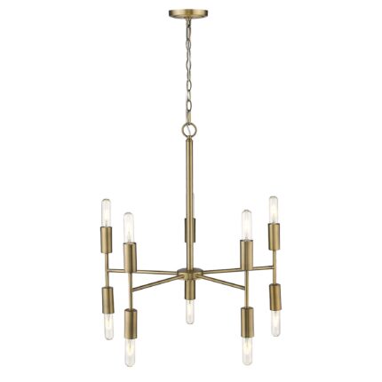 Brass Candle Style Ten Light Metal Dimmable Chandelier - Image 6