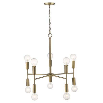 Brass Candle Style Ten Light Metal Dimmable Chandelier - Image 7