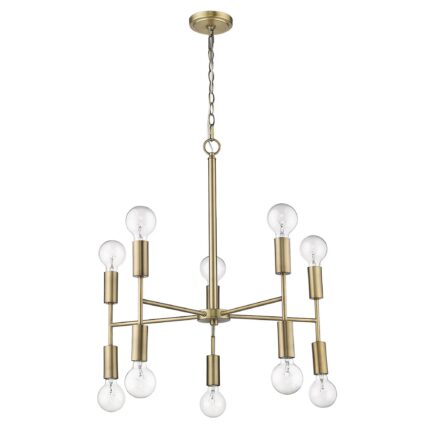Brass Candle Style Ten Light Metal Dimmable Chandelier - Image 10