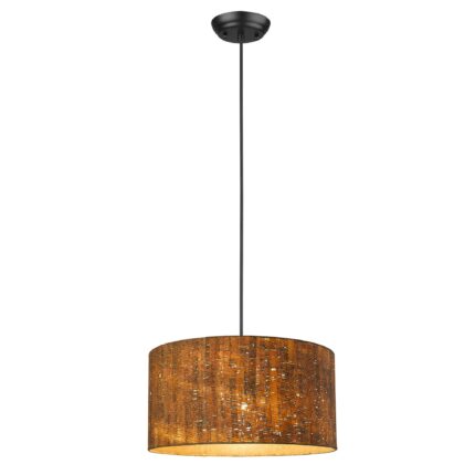 Matte Black Cork Shade Modern One Light Hanging Pendent Lamp - Image 3