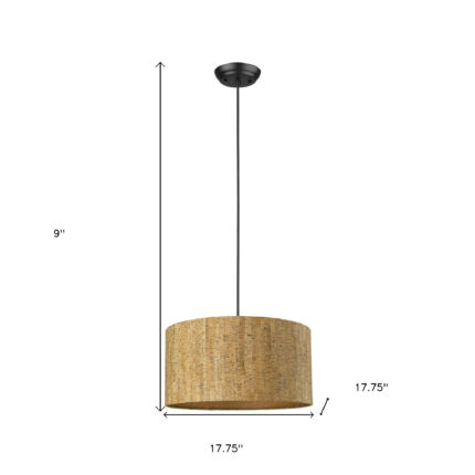 Matte Black Cork Shade Modern One Light Hanging Pendent Lamp - Image 7