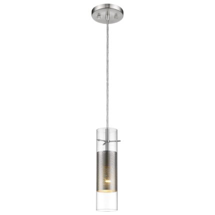Glass and Silver Mesh Shade Hanging Light - Image 3
