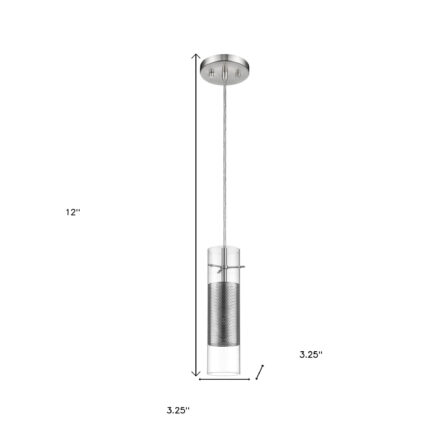 Glass and Silver Mesh Shade Hanging Light - Image 5