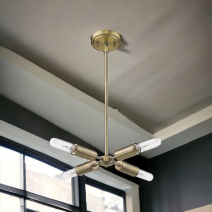 Gold Four Light Metal Dimmable Chandelier - Image 1