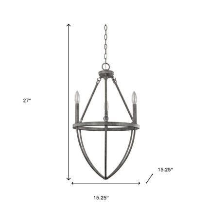 Ash Gray Candle Style Three Light Metal Dimmable Chandelier - Image 5