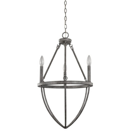Ash Gray Candle Style Three Light Metal Dimmable Chandelier - Image 3