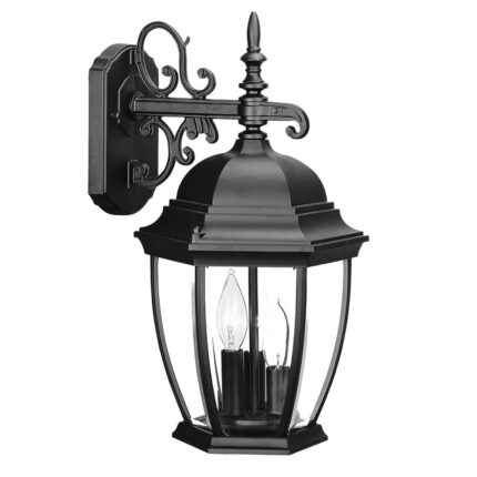 Three Light Matte Black Wide Hanging Lantern Wall Light - Image 3