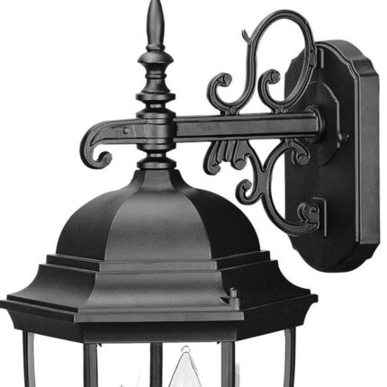 Three Light Matte Black Wide Hanging Lantern Wall Light - Image 4