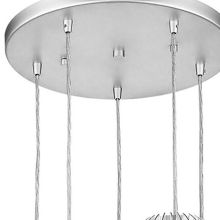 Five Light Acrylic and Steel Shade Hanging Globe Light - Image 3