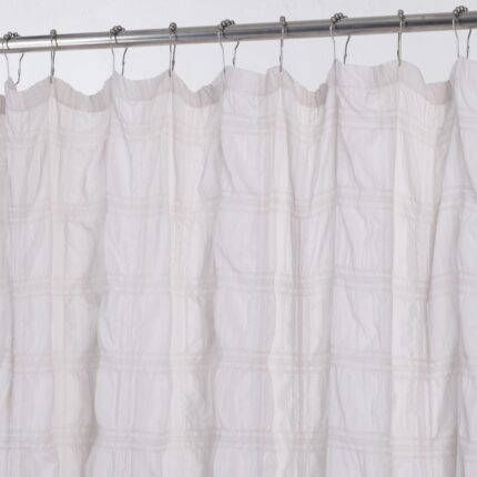 Pale Pink Modern Striped Crinkle Shower Curtain - Image 3