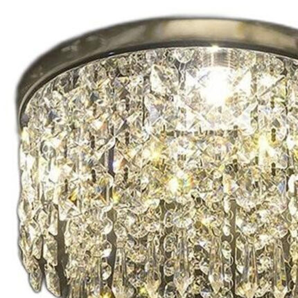 Black and Gold Shaded Transparent Glass and Crystals Dimmable Ceiling Light With Clear Shades - Image 3