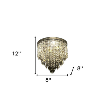Black and Gold Shaded Transparent Glass and Crystals Dimmable Ceiling Light With Clear Shades - Image 4