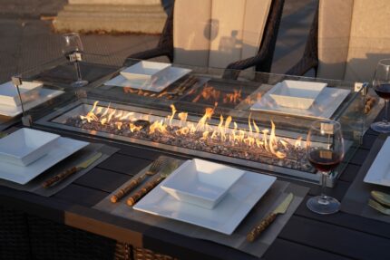 Brown Wicker Outdoor Patio Gas Fire Pit Table - Image 5