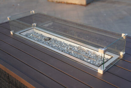 Brown Wicker Outdoor Patio Gas Fire Pit Table - Image 4