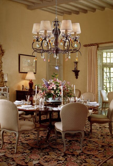 Burnished Bronze Hanging Ceiling Lamp with Clear and Amber Crystals - Image 6