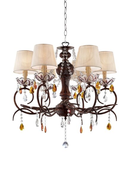 Burnished Bronze Hanging Ceiling Lamp with Clear and Amber Crystals - Image 2