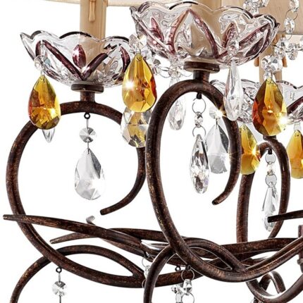 Burnished Bronze Hanging Ceiling Lamp with Clear and Amber Crystals - Image 4