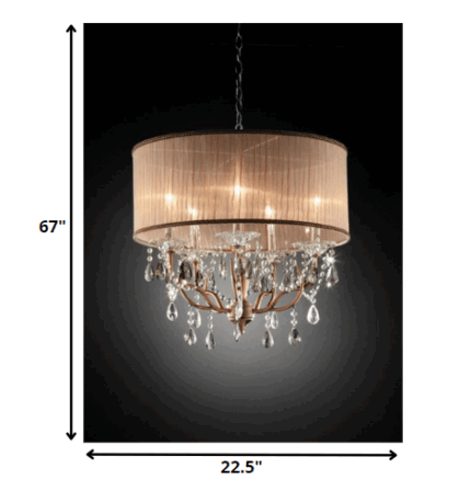 Silver and Pink Faux Crystal Hanging Chandelier Lamp - Image 4