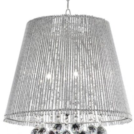 Dreamy Silver Ceiling Lamp with Crystal Accents - Image 3