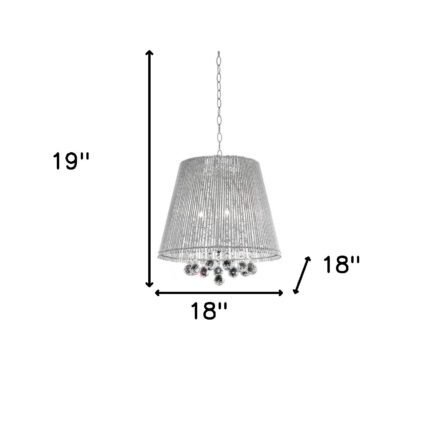 Dreamy Silver Ceiling Lamp with Crystal Accents - Image 5