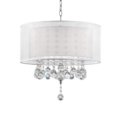 Chic Silver Ceiling Lamp with Crystal Accents and Silver Shade - Image 1