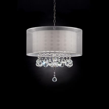 Chic Silver Ceiling Lamp with Crystal Accents and Silver Shade - Image 5