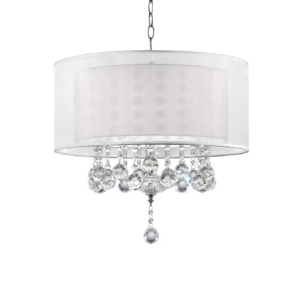 Chic Silver Ceiling Lamp with Crystal Accents and Silver Shade - Image 2