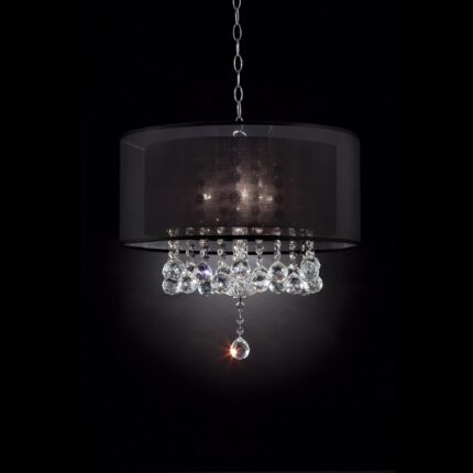 Contempo Silver Ceiling Lamp with Black Shade and Crystal Accents - Image 5
