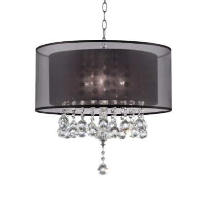 Contempo Silver Ceiling Lamp with Black Shade and Crystal Accents - Image 2