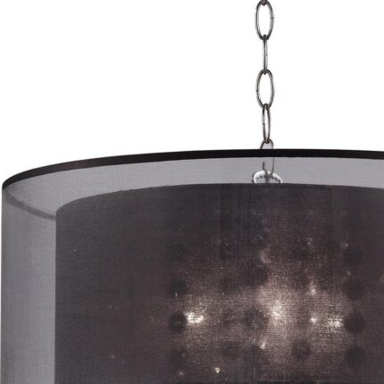 Contempo Silver Ceiling Lamp with Black Shade and Crystal Accents - Image 4