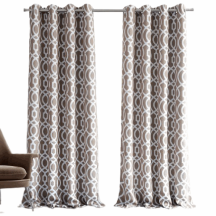 84" Taupe Trellis Black Out Window Curtain Panel - Image 6