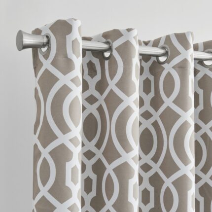 84" Taupe Trellis Black Out Window Curtain Panel - Image 3