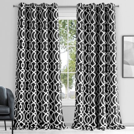 84" Jet Black Trellis Black Out Window Curtain Panel - Image 6