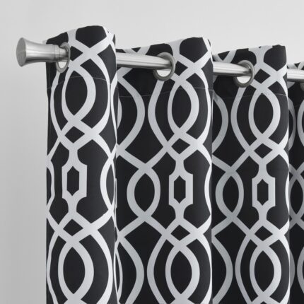 84" Jet Black Trellis Black Out Window Curtain Panel - Image 3